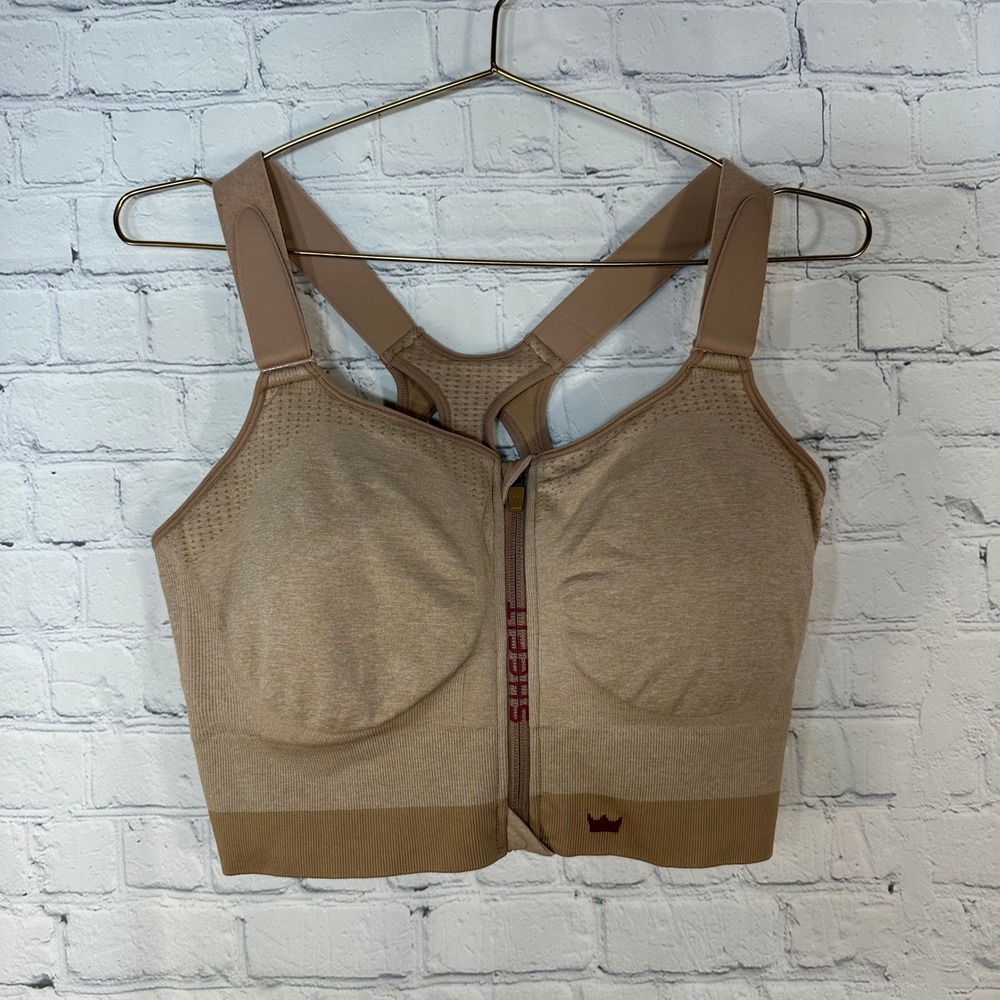 Shefit 5Luxe Sports Bra Tan Sand Front Zip High Impact Racerback 110005 Size 5L